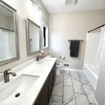 The inside of a bathroom of a home built by Due North Homes, LLC.